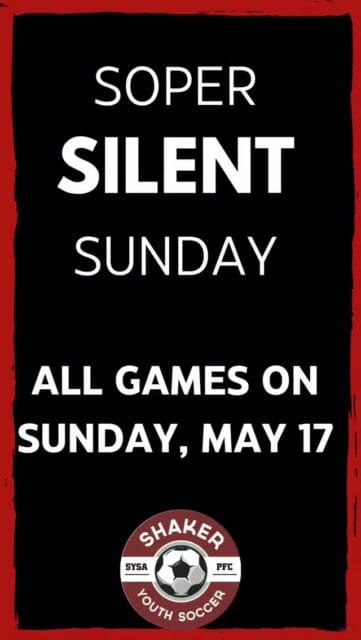 QUIET REMINDER! Sunday, May 17 is Soper Silent Sunday!! ⚽️. Parents, coaches, and fans turn down the volume so our players can tune in and hear their own voices on the field! 🙏 Pre-game pep talks and simple clapping after key plays is encouraged. Then...🤫